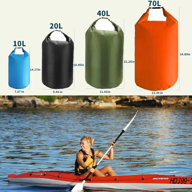 Detalle de Borsa impermeabile ultraleggera 20 L per kayak, spiaggia e campeggio (blu)