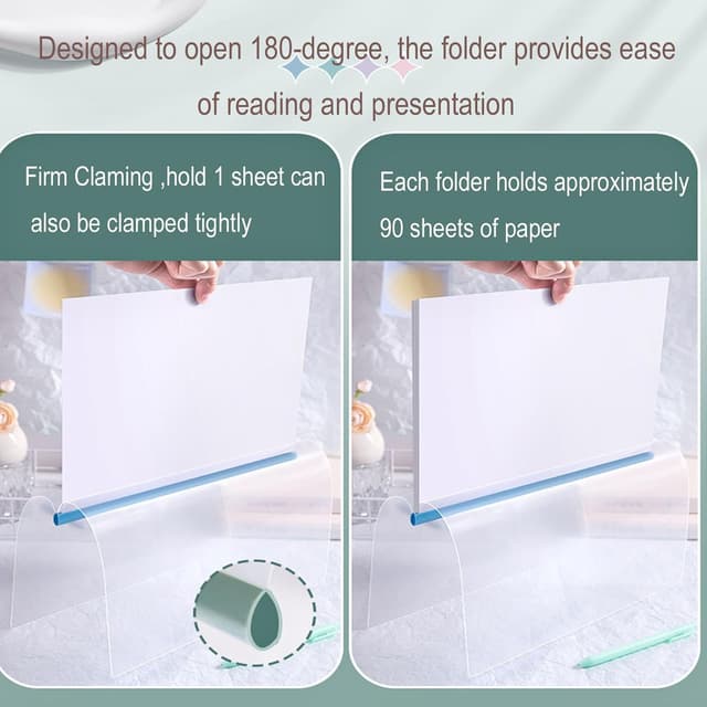 Detalle de 10pc Sliding Bar Report Covers (A4) – Clear Transparent Green Polypropylene File Cover for School & Office