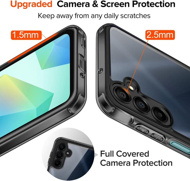 Detalle 2 de Coque ivoler Anti-Jaunissement HD Clair pour Samsung Galaxy A16 4G / A16 5G + verre trempé (2 pièces) – Noir