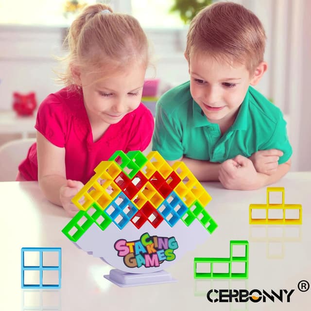 Detalle 2 de CERBONNY 48Pcs Tetra Tower Stacking Blocks Game (Tetra Tower Balancing Blocks)