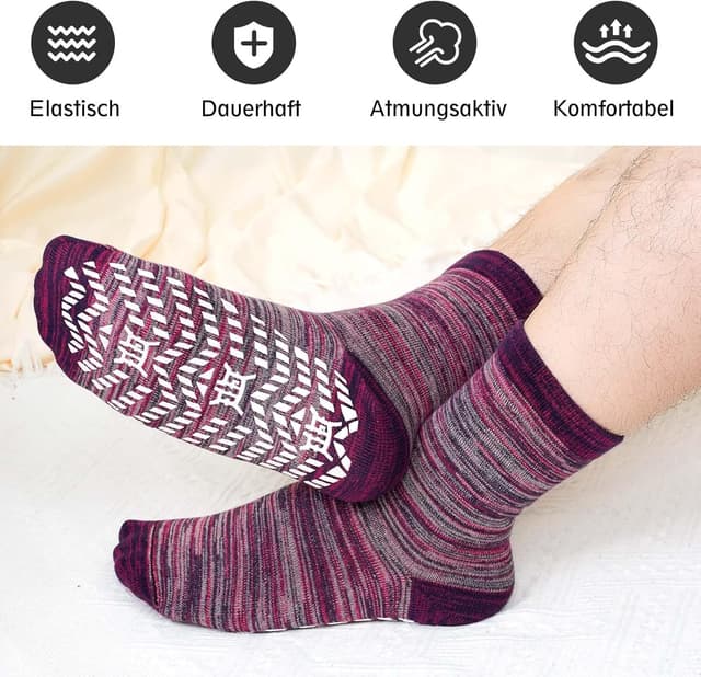 Detalle de PUTUO ABS Rutschfeste Socken für Herren (4 Paar) mit Noppen – Stopper-/Stoppersocken aus Baumwolle