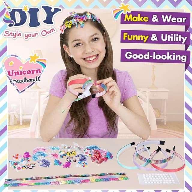 Detalle 2 de CITSKY Einhorn Bastelset für Mädchen (DIY-Haaraccessoires) – Spielzeug ab ca. 4–9 Jahren