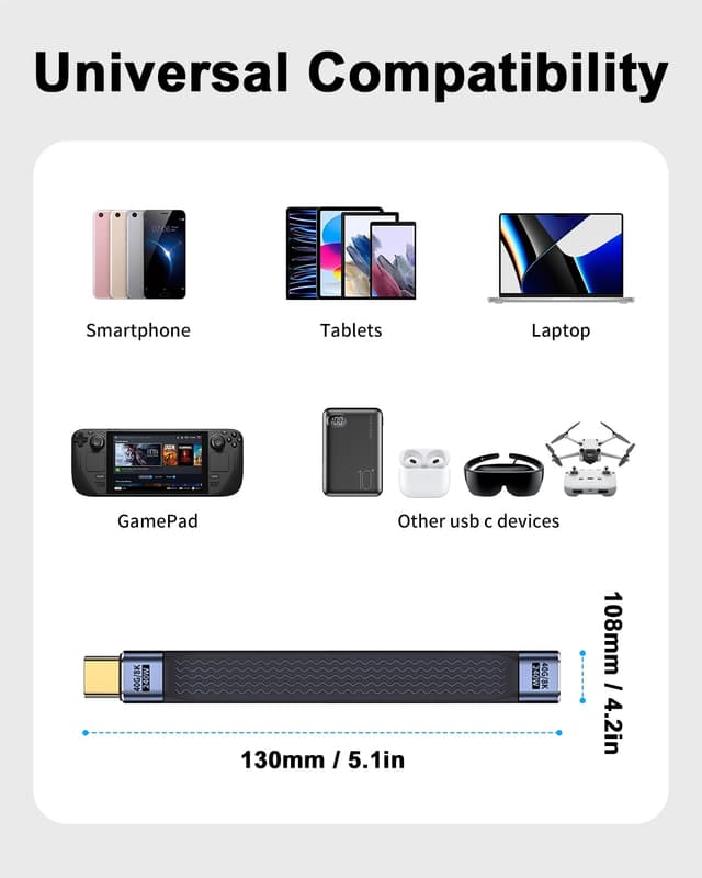 Thumbnail 6 de Duttek USB‑C Verlängerungskabel (240 W, 13 cm, 40 Gbit/s) – USB‑4-konform mit 8K@60 Hz