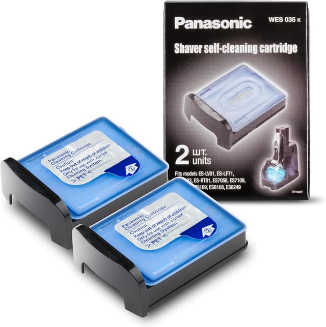 Detalle de Panasonic WES035K503 Selbstreinigende Kartuschen für ES-LV81, ES-LF71 & weitere Elektrorasierer – 2er-Pack