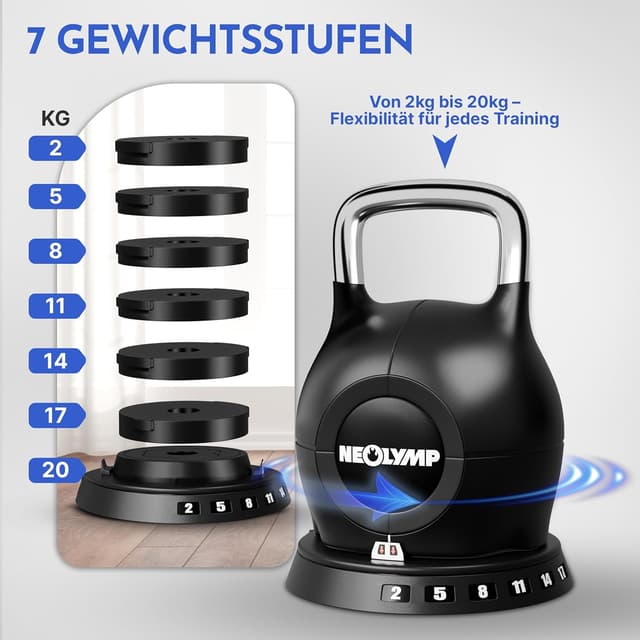 Detalle de NEOLYMP verstellbare Kettlebell Set 2-20 kg