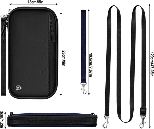 Detalle de EPROICKS Familien-Reisepass-Tasche Reiseorganizer mit RFID-Blocker (Schwarz) – für 4 Pässe