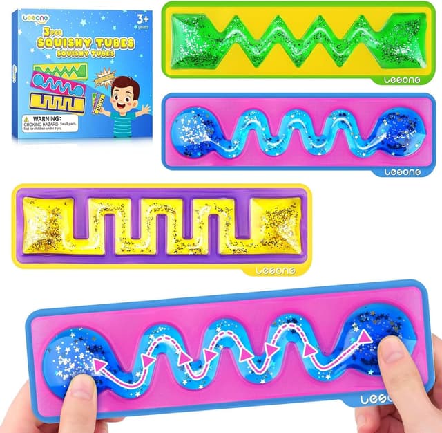 Detalle de LESONG 3-Pack Sensory Fidget Toys for Kids – Squishy calming goo sensory tubes for preschool