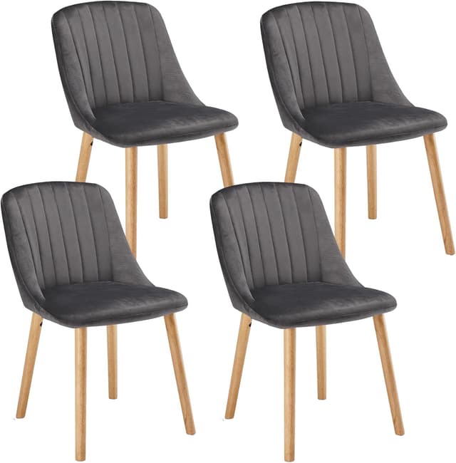 Detalle de Goeurvant Sedie Sala da Pranzo in Velluto Grigio Scuro (Set da 4) – Imbottite moderne per cucina e soggiorno