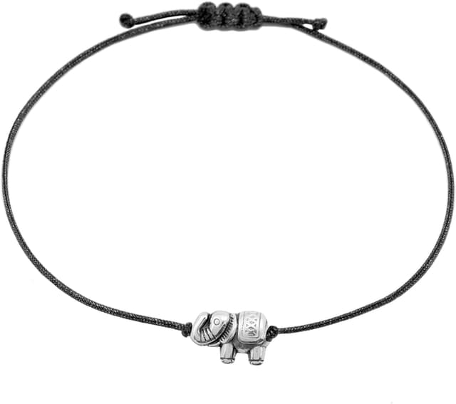 Detalle de Selfmade Jewelry Damen-Armband mit Elefant „Silber“ aus Handmade-Makramee, größenverstellbar inkl. Geschenkverpackung