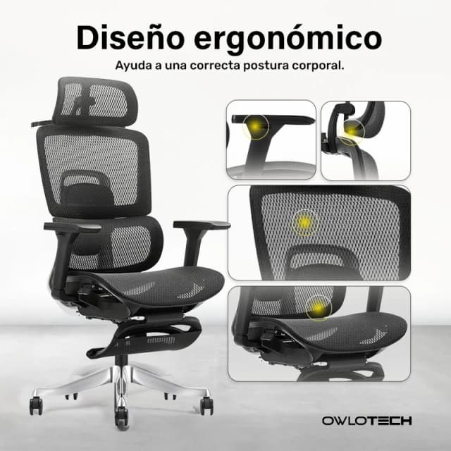 Thumbnail 3 de Owlotech Luxa Silla ergonómica mesh con reposapiés