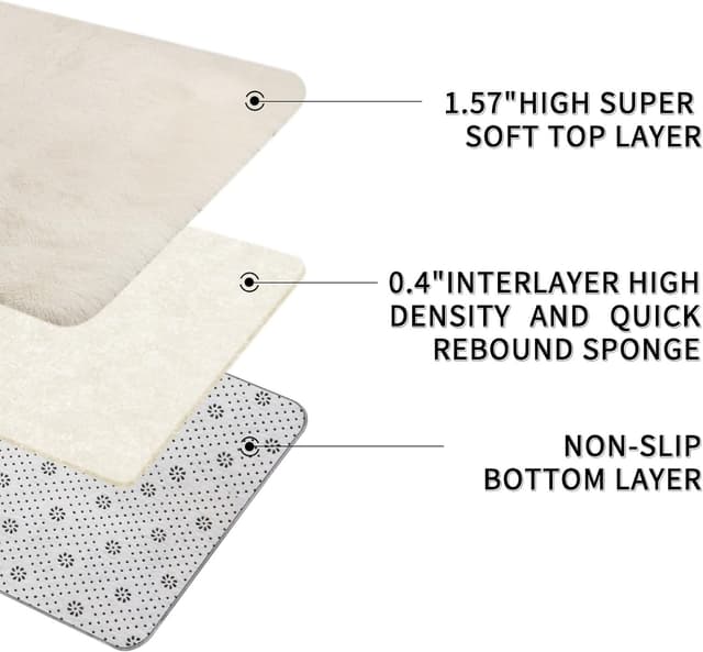 Detalle de Large shaggy rug 200x300cm cream