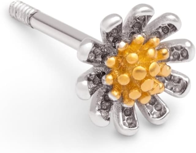 Detalle 1 de SINGULARU Pendiente Suelto Margarita, plata 925 bañada 18Kt 💍