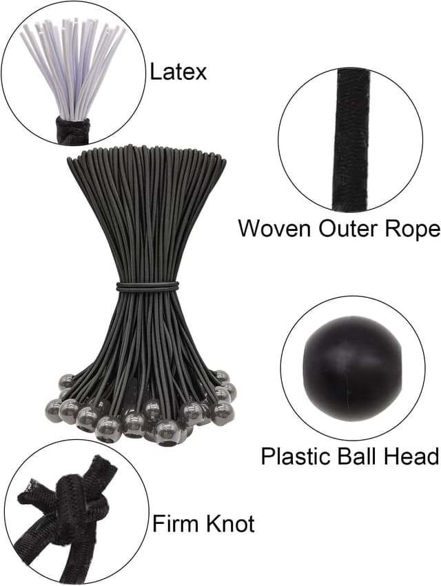 Detalle 2 de WMZOBH Spanngummis mit Kugel 25 cm – 25 Stück für Planen, Zelte & Abdeckungen