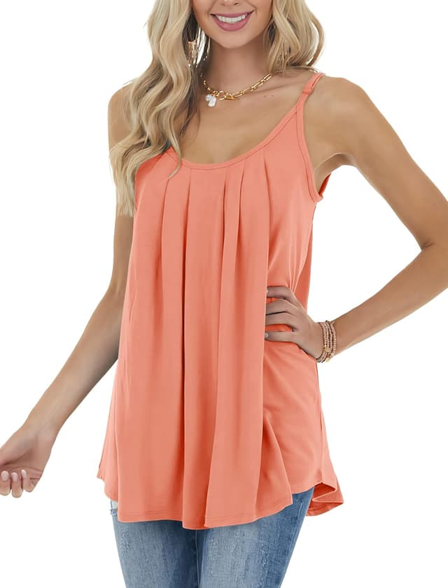 Detalle de Geifa Women’s Summer Tank Tops (Scoop Neck, Adjustable Spaghetti Straps) for Vacation Outfits 2025