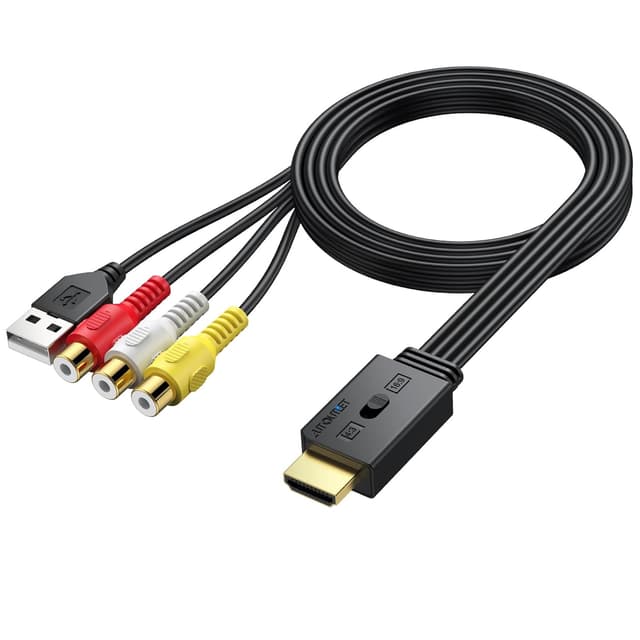 Detalle de AUTOUTLET RCA-zu-HDMI-Konverter (1080P/720P) mit 4:3/16:9-Umstellung für Wii, PS1/PS2, N64 & mehr