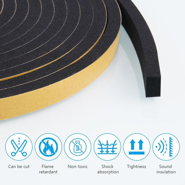 Thumbnail 2 de flintronic Nastro autoadesivo in schiuma (CR e neoprene) per porte e finestre, guarnizione antipioggia e isolamento