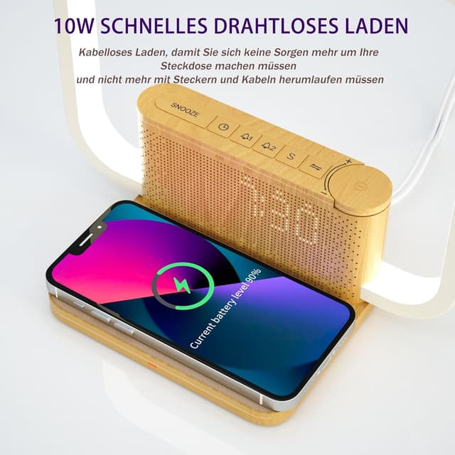 Thumbnail 6 de blonbar Wake-Up-Licht & Tischlampe mit Touch-Dimmung, Snooze und Qi-Ladefunktion (10-W Wireless Charger)
