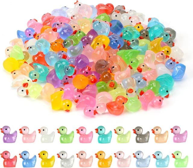 Detalle de JWAJWY Mini Ducks 100 Pack Glow Resin Toys