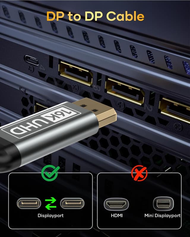 Detalle 2 de Nersligek DisplayPort Kabel 2.1 3 m