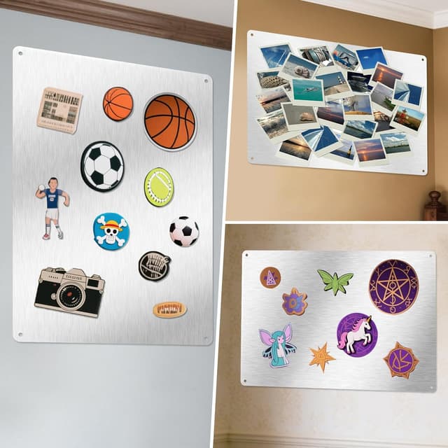 Thumbnail 6 de ALANGDUO 2er-Set Magnettafel Magnetwand (42 x 30 cm) – Edelstahl-Pinnwand zum Notieren & Befestigen