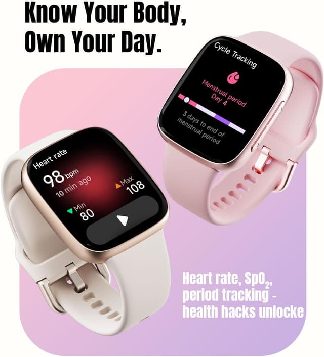 Detalle de antfit Smart Watch for Women with 1.85" Ultra HD AMOLED, 10-Day Battery & 3ATM Water Resistance (Pink)