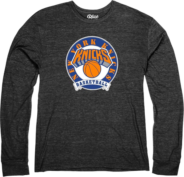 Detalle de Blue 84 New York Knicks Tri-Blend Long Sleeve T-Shirt (Unisex) - Black
