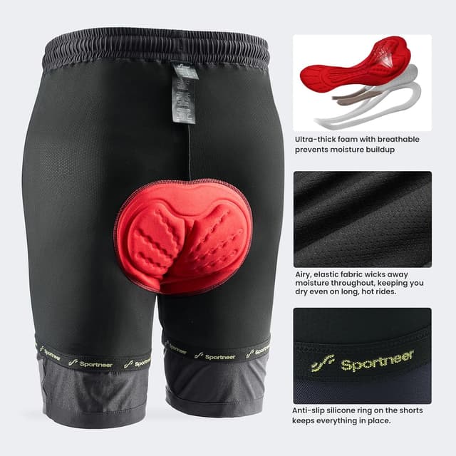 Detalle de Sportneer MTB Radlerhose Herren Gepolstert 3D