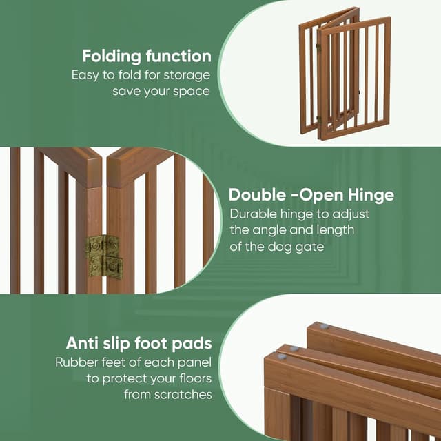 Thumbnail 2 de Tall Dog Gates for Doorways 3-Panel Walnut