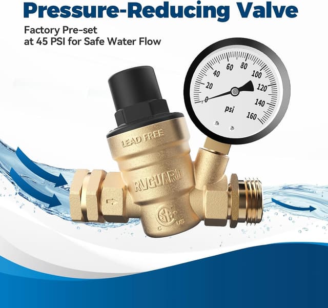 Detalle 2 de RVGUARD RV Water Pressure Regulator 45 PSI