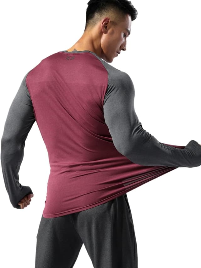 Detalle de Muscle Alive Hommes chemise running manches longues Sports : confort extensible et bandes réfléchissantes