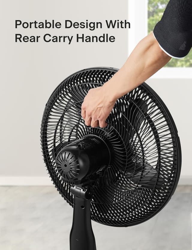 Thumbnail 6 de PELONIS PFS45A5BBB 18 inch 5-Blade Oscillating Remote Pedestal Fan with LED Display and 7-Hour Timer (Black)