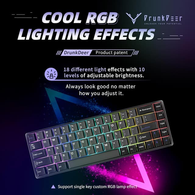 Detalle de DrunkDeer G65 Rapid Trigger mechanische Tastatur (G65 ANSI) – 65% mit Magnetschaltern, RGB & PBT-Tastenkappen