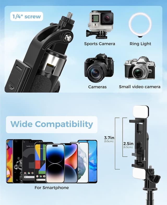 Thumbnail 6 de RISEOFLE 43" Selfie Stick Tripod with Light