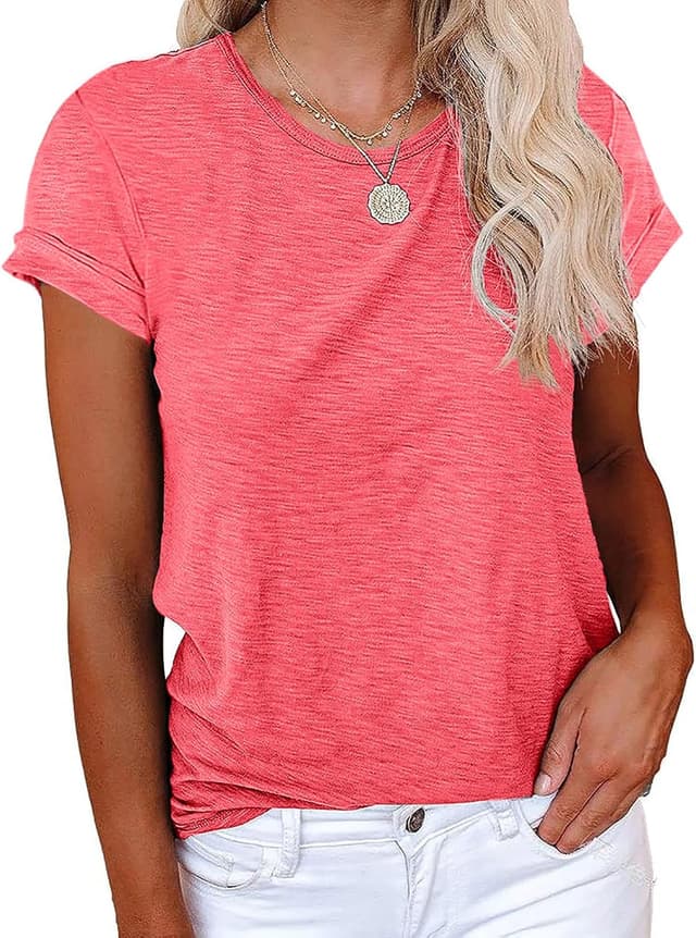 Detalle de Cicy Bell Women’s Short Sleeve Crewneck Loose Casual T-Shirts (Basic Tees)