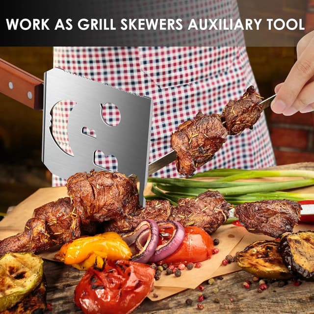 Detalle de Grillspatel für Grill – 7-in-1-Grillwerkzeug mit Holzgriff (Smiley-Grill-Spatel)