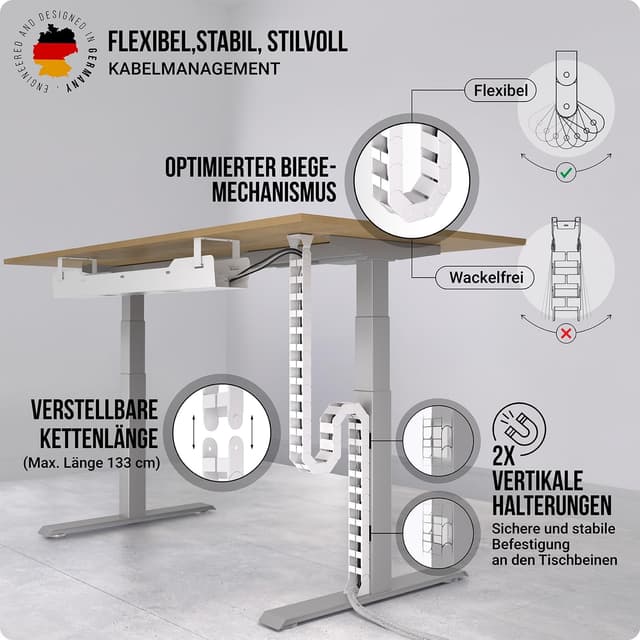 Detalle 2 de Kabelführung Schreibtisch Flexible Kabelkanal Weiß