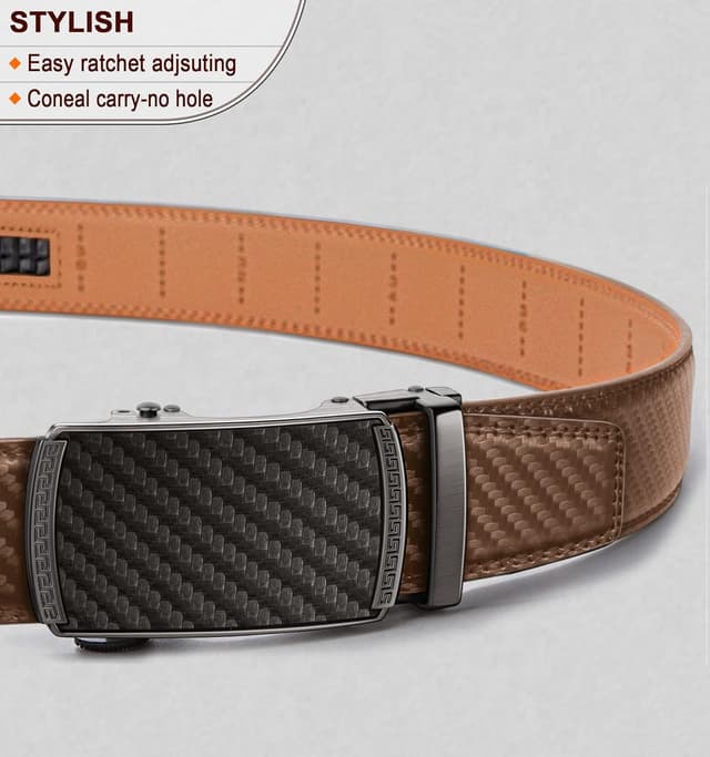 Detalle de BULLIANT Herren-Ledergürtel mit Automatik-Ratsche und Wechselgürtelschließe, 35 mm