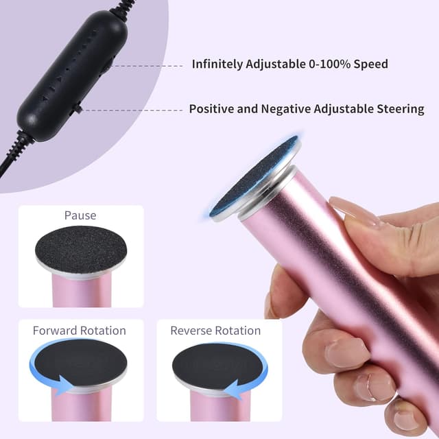 Detalle de FancyJun Electric Foot Callus Remover (4.8-inch) with 120 Sandpaper Discs and Stepless Speed Control up to 800RPM