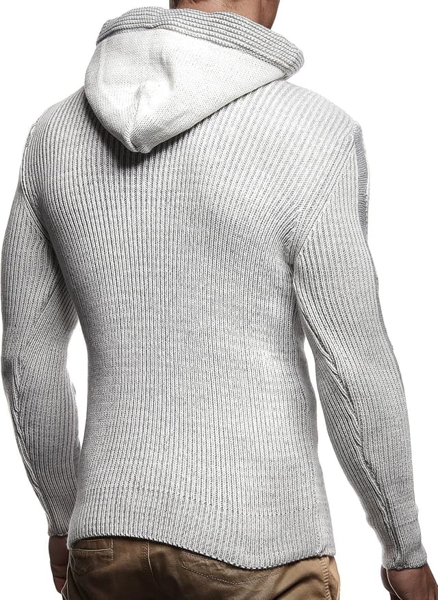 Detalle 1 de Leif Nelson LN4205N : pull à capuche en tricot pour homme (style hoodie, coupe slim)