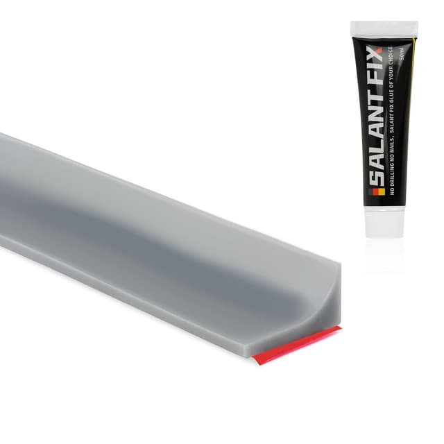 Detalle de flintronic Barriera doccia in silicone autoadesiva grigia, 12 mm (soglia e striscia antiritenzione)