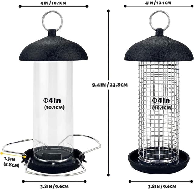Detalle 2 de Urban Deco Bird Feeders for Small Birds (2-pack) – Hanging metal tube and peanut feeders