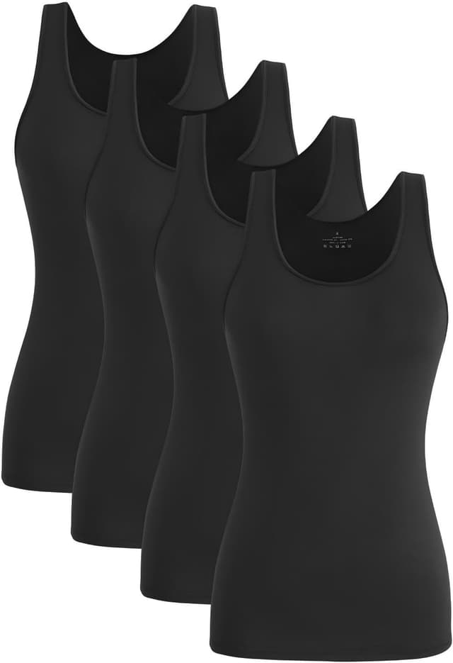 Detalle de Knuffnee Damen Stretch Unterhemd Basic Tank Tops (4er Pack) – Modal/Elasthan für Training & Alltag