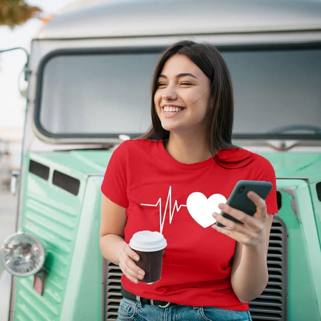 Detalle de Yuson Girl T-shirt femme col rond manches courtes astronaute galaxie et cœur en coton
