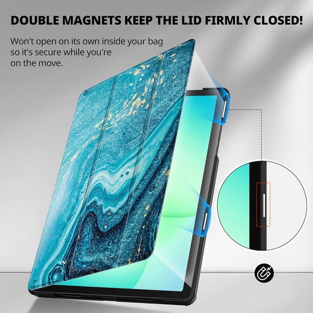 Detalle de CACOE Hülle für Samsung Galaxy Tab A11+ / A9+ 11 Zoll (2025) mit Schutzfolie – ultradünnes PU Leder Case mit Standfunktion und Auto Sleep/Wake