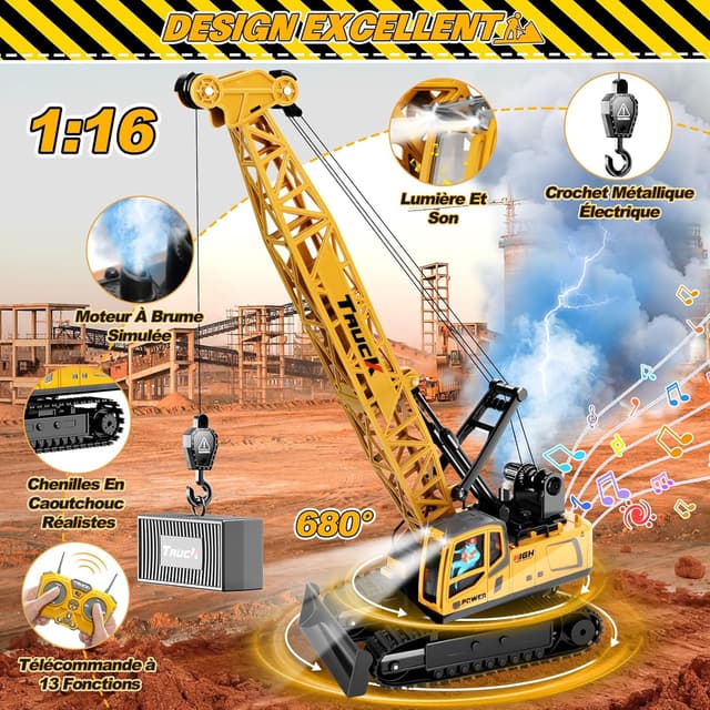 Thumbnail 1 de Cheffery 1:16 Grue télécommandée 🚧