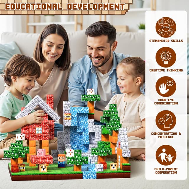 Thumbnail 4 de Pourbibi Blocs magnétiques 108 pièces 🧩