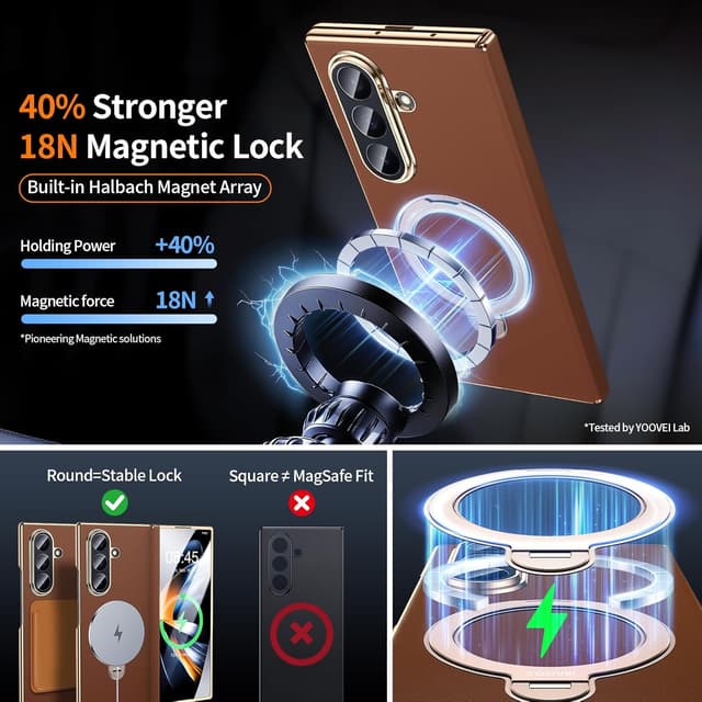 Detalle 2 de YOOVEI Galaxy Z Fold 7 leather case with kickstand