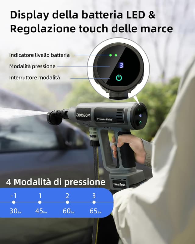 Thumbnail 5 de Idropulitrice a batteria 65 Bar portatile con pistola e ugelli