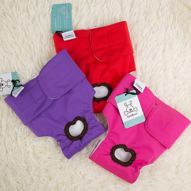 Detalle de CuteBone 3er-Pack waschbare Hundewindeln für Damen (XS) – wasserdichte Welpenhosen mit Klett & verstellbarem Rückenausschnitt