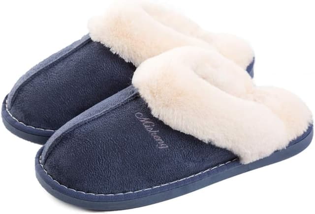 Detalle 2 de Misolin Hausschuhe Damen Herren Winter warm fot Pelz Slippers
